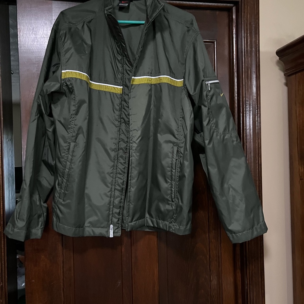 Nike Dark Green Jacket with Red Logo